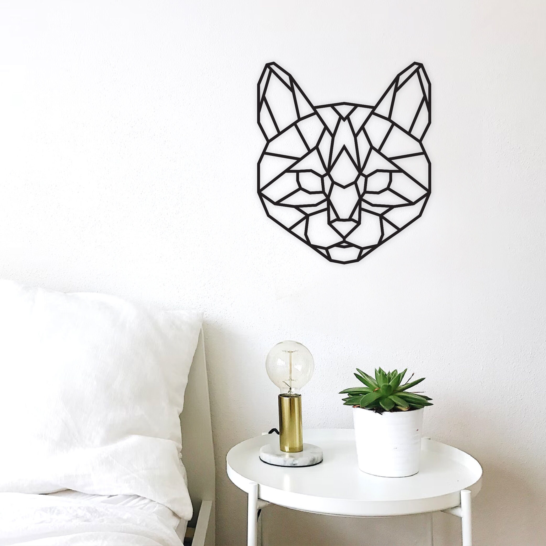 Geometric Cat Wall Art Polygon Art Wall Decor Home Decor Etsy