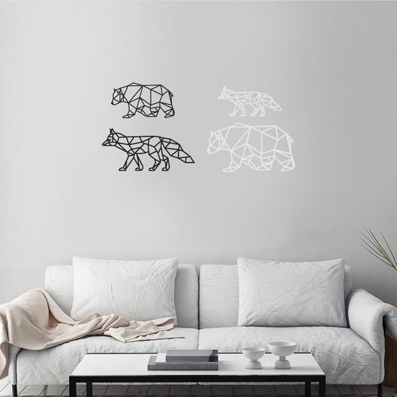 Bear / Fox Wall Art, Geometric animal -  Home Decor, Wall Decor, Polygon art