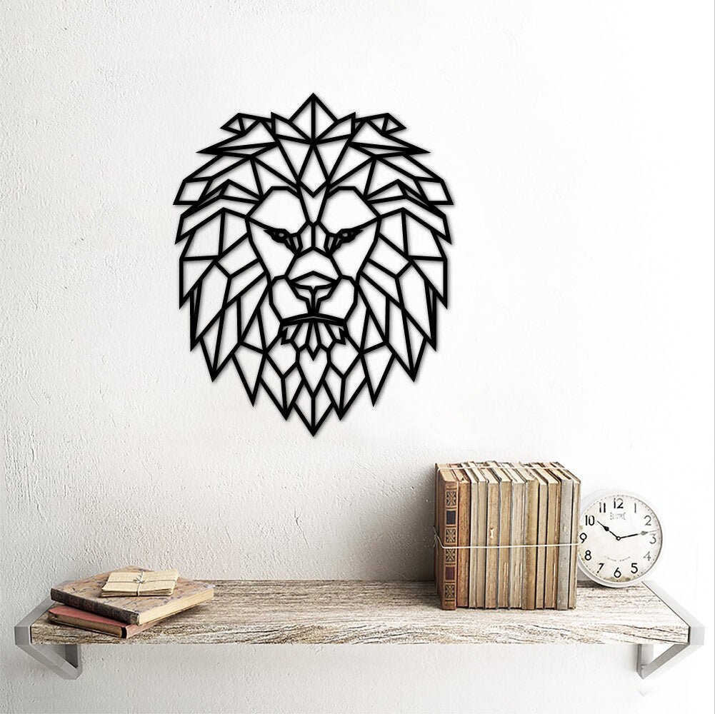 Geometric Lion Wall Art Wall Decor Home Decor Polygon Art Etsy