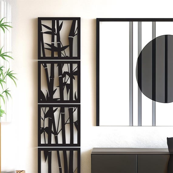 BAMBOO Wall Art - Japanese Wall art Decorative  - Acrylic & Wood