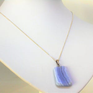 Sterling Silver Necklace with Blue Chalcedony Pendant