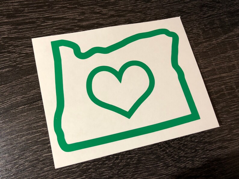Oregon state vinyl decal sticker with an outlined large heart Etsy