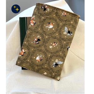 Woodland Animals Book Sleeve. Handmade Padded Sleeve. Cozy Cottagecore Reader Gift