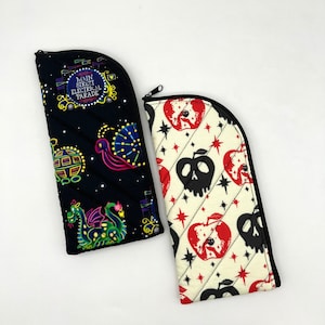 Quilted eyeglass case |Soft padded sunglasses case | Spooky eyewear zippered case | Dark fairy tale glasses case