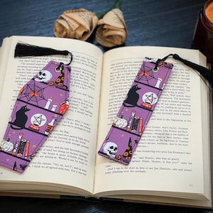 Purple Gothic Fabric Bookmark: Witchy Halloween Reader Gift