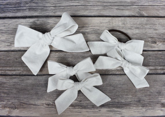 Halloween Hand Tied Hair Bow Ghosts White On White Etsy