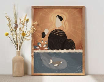 Art Poster Print - Song of the Selkie Seal Woman Mythology Shetland Divine Feminine Sea Goddess Folk - Home Decor - House Warming Gift
