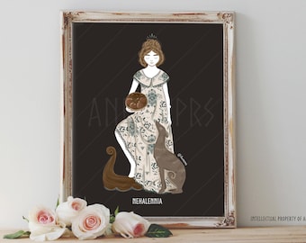 Art Poster Print - Nehalennia Goddess Dutch Celtic Mythology Forest Wild Nature Pagan Wiccan Folk - Home Decor - House Warming Gift