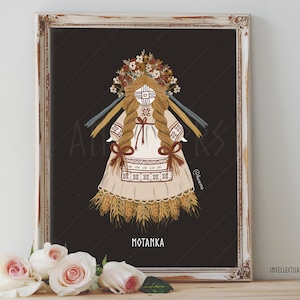 Art Poster Print -  Motanka Ukrainian Folk Art - Women in History - Home Decor - House Warming Gift