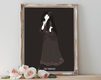 Art Poster Print - The Morrigan V.1 Goddess Celtic Mythology Raven Crow Wild Nature Pagan Wiccan Folk - Home Decor - House Warming Gift