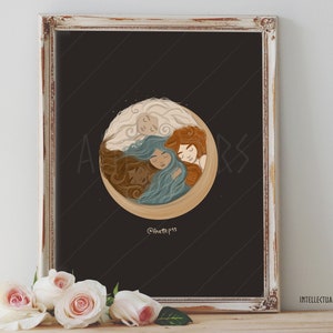 Art Poster Print - The Four Elements and the Moon Sisterhood Sister Circle Divine Feminine Triple Goddess - Home Decor - House Warming Gift