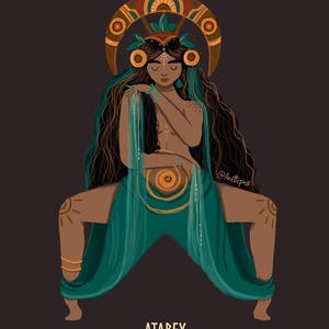 Art Poster Print - Atabey Goddess Taino Mythology Frog Woman Divine Feminine Pagan Wiccan Folk - Home Decor - House Warming Gift