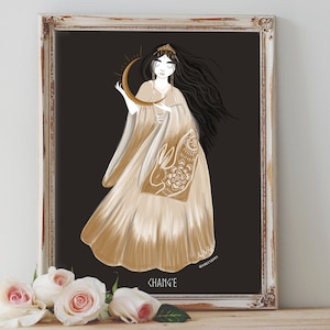 Art Poster Print - Chang&#39;e Lunar Moon Goddess Chinese Mythology Rabbit Divine Feminine Chang&#39;o - Home Decor - House Warming Gift