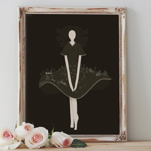 Art Poster Print - Wind Country Side Vintage Retro Cute Simple Minimalistic Pagan Wiccan Bohemian Art - Home Decor - House Warming Gift