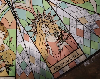 BEST SELLING: Wheel of the Year Umbrella - Pagan Celtic Sabbaths - Seasons & Festivities - Vintage Cathedral Stained Glass Effect