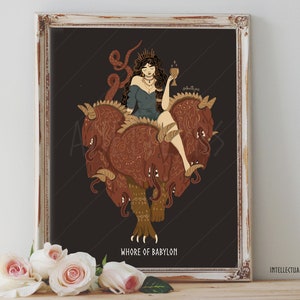Art Poster Print - Babylon the Great Goddess Revelation Mythology Divine Feminine Floral Pagan Wiccan Folk - Home Decor - House Warming Gift
