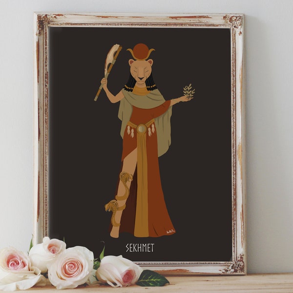 Art Poster Print - Sekhmet Goddess Egyptian Mythology Healing Feminine Power Healing Pagan Wiccan Folk - Home Decor - House Warming Gift