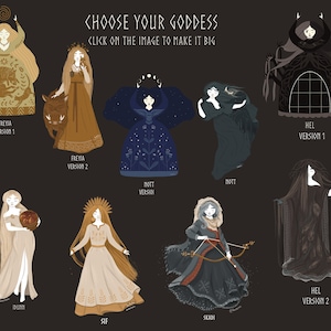 Triple Goddess Art Package - Norse Slavic Celtic Greek Goddesses - Pagan Wiccan Heathen Altar Wall Decoration - Feminine art, goddess art image 3