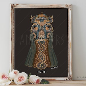 Art Poster Print - Coatlicue Goddess Aztec Mythology Serpent Snake Divine Feminine Pagan Wiccan Folk - Home Decor - House Warming Gift