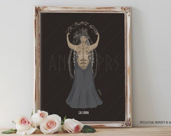 Kunst Poster - La Loba Frauen die mit den Wölfen rennen Mythologie göttlich feminine heidnische Göttin Folk - Wohnkultur - Einweihungsgeschenk