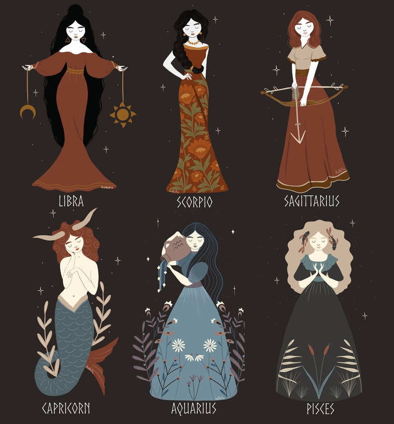 Triple Zodiac Sign Art Package Aries Taurus Gemini Cancer Etsy