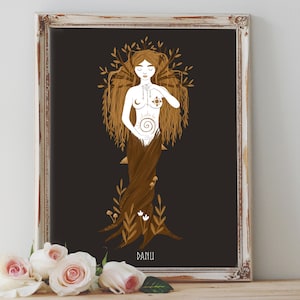 Art Poster Print - Danu Goddess Celtic Irish Mythology Mother Nature Forest Wild Nature Pagan Wiccan Folk - Home Decor - House Warming Gift