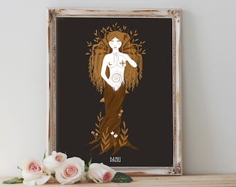 Art Poster Print - Danu Goddess Celtic Irish Mythology Mother Nature Forest Wild Nature Pagan Wiccan Folk - Home Decor - House Warming Gift