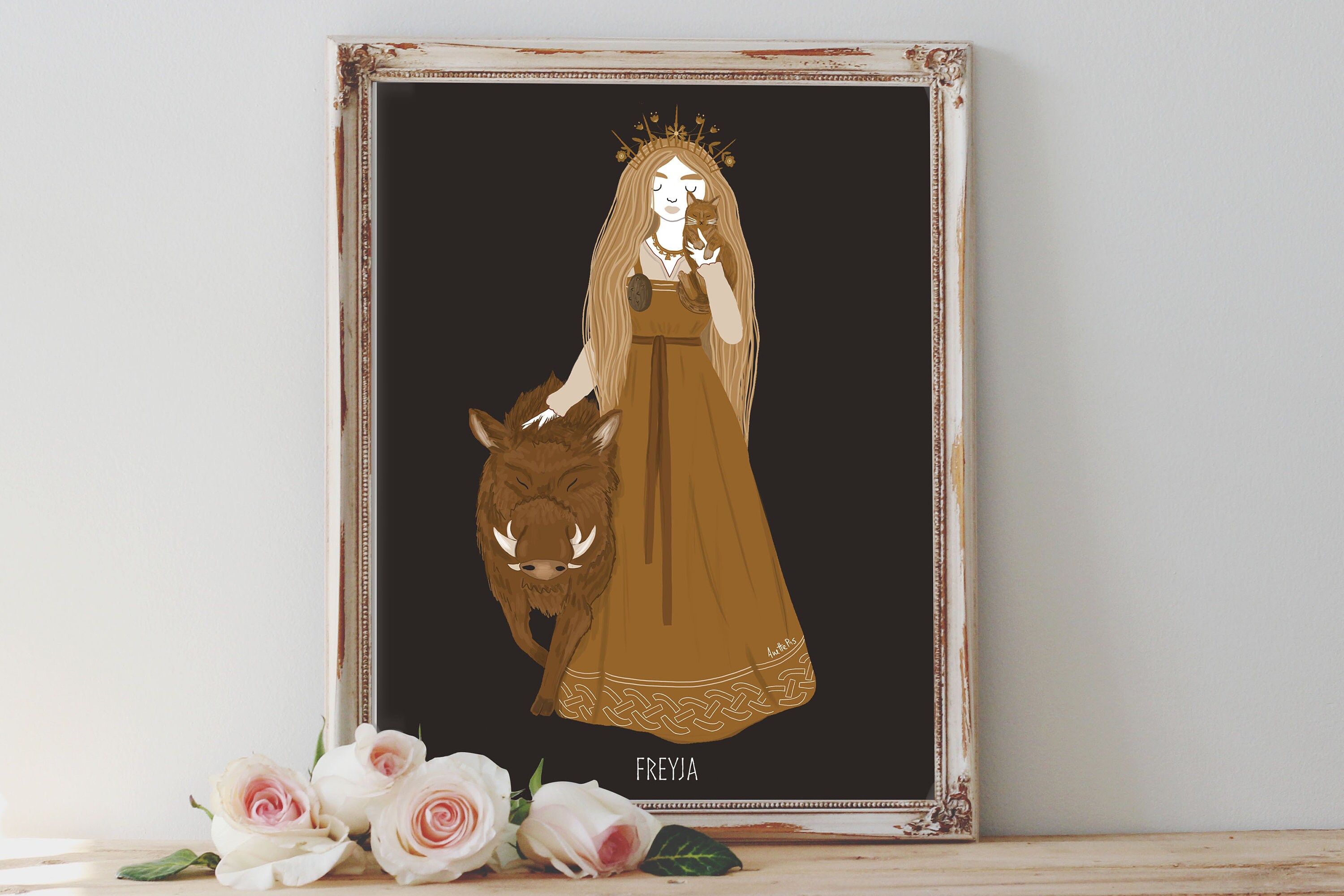 Art Poster Print - Freyja Goddess Norse Mythology Heathen Freya Viking Shieldmaiden Pagan Wiccan - Home Decor - House Warming Gift