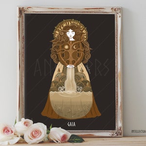 Art Poster Print - Gaia Goddess v.3 Greek Pagan Mythology Mother Nature Forest Nature Pagan Wiccan Folk - Home Decor - House Warming Gift