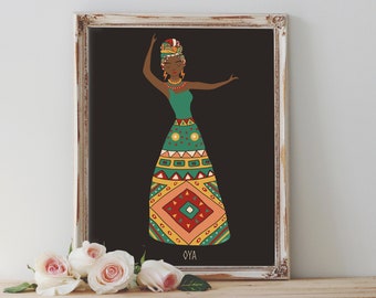 Plakat artystyczny - Oya ver.1 Bogini Afrykańska Mitologia Ochrona przed zmianą Dzika natura Pogański Wiccański Ludowy - Wystrój domu - Prezent na parapetówkę