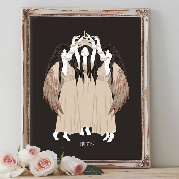 Art Poster Print - Erinyes The Furies Goddess Greek Mythology Wild Divine Feminine Pagan Wiccan Folk - Home Decor - House Warming Gift