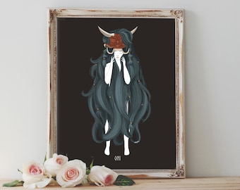 Impresión de póster artístico: espíritu demonio japonés Oni, mitología japonesa, anime kawaii, guarderías, decoración del hogar, regalo de inauguración de la casa