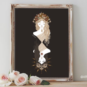 Art Poster Print - Portrait Kore x Persephone Goddess Greek Mythology Underworld Divine Feminine Pagan - Home Decor - House Warming Gift