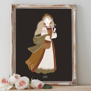 Art Poster Print - Lada Goddess Slavic Baltic Mythology Goddess Spring Love Pagan Wiccan Folk - Home Decor - House Warming Gift