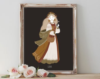 Impresión de póster artístico: diosa Lada, diosa de la mitología báltica eslava, amor de primavera, paganismo, wicca, folklore - Decoración del hogar - Regalo de inauguración de la casa