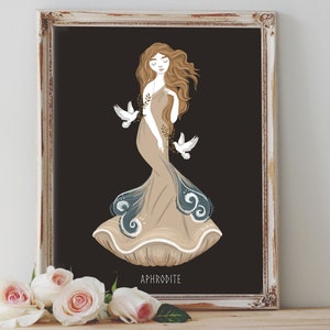 Art Poster Print - Aphrodite Goddess ver. 2 Self Love Greek Mythology Sea Wild Nature Pagan Wiccan Folk - Home Decor - House Warming Gift