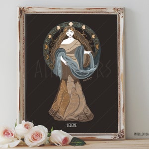 Art Poster Print - Selene Moon Goddess Greek Mythology Divine Feminine Pagan Wiccan Folk - Home Decor - House Warming Gift