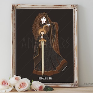 Art Poster Print - Morgan Le Fay Goddess Celtic Mythology Bohemian Boho Divine Feminine Pagan Wiccan Folk - Home Decor - House Warming Gift