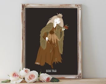 Art Poster Print - Baba Yaga Goddess v.1 Slavic Mythology Divine Feminine  Witch Pagan Wiccan Folk - Home Decor - House Warming Gift