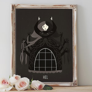 Stampa artistica - Dea Hel Mitologia norrena Pagana Gotica Lolita Popolare Vichinga Pagana Wicca Arte - Decorazione per la casa - Regalo di inaugurazione della casa