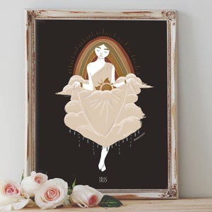 Art Poster Print - Iris Goddess Greek Mythology Rainbow Sun Rain Divine Feminine Pagan Wiccan Folk - Home Decor - House Warming Gift