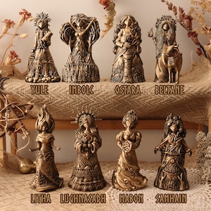 Wheel of the Year Statues - Samhain Beltane Yule Litha Lughnasadh Imbolc - Witchy Altar Statue Figurine - Altar Piece - Made in Estonia