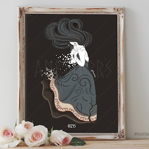 Art Poster Print - Oizys Misery Grief Depression Goddess Greek Mythology Night Divine Pastel Pagan Wiccan - Home Decor - House Warming Gift