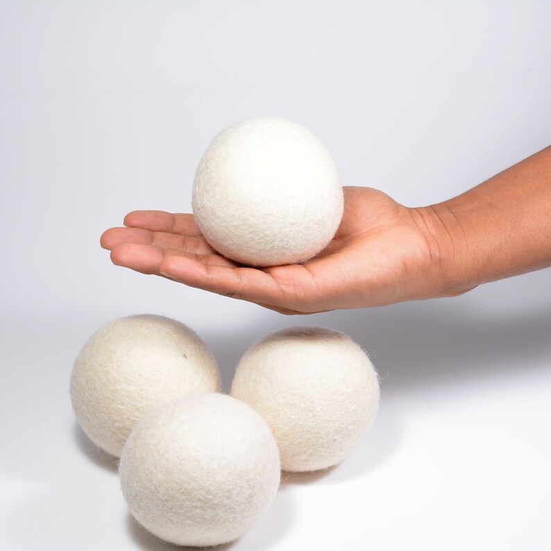 6 XL Wool Dryer Balls Handmade Natural Fabric Softener W/ Etsy