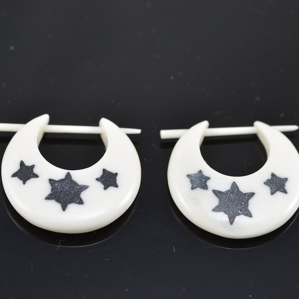 3 Star White Bone Earrings
