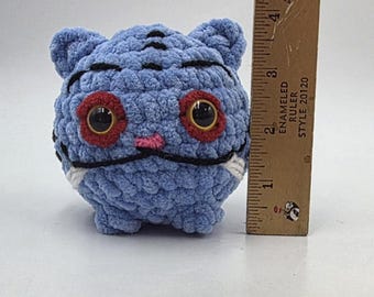 Amigurumi Demon Tiger Character Cute Adorable Fits in Your Hand Crochet Stuffed Toy with Hard Plastic Eyes