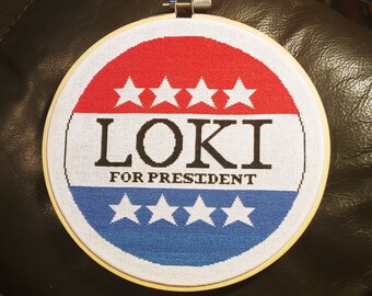 Cross Stitch Pattern: Loki For President