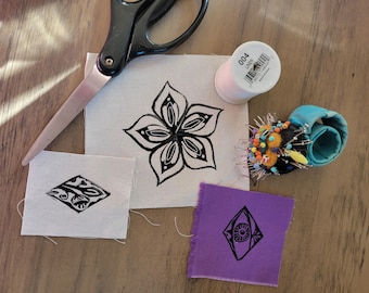 Block Printed Fabric Patches - 3 pack