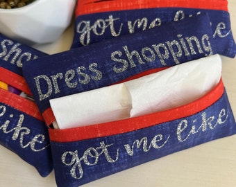 Wedding Dress Shopping Tissue Pouch: Bridal Party Gift