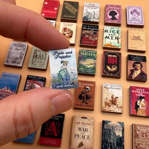 Mini Book Pack -  Custom Made Mini Book for Ornament, Miniature Wine Bottle, or Reading Challenge Display Set